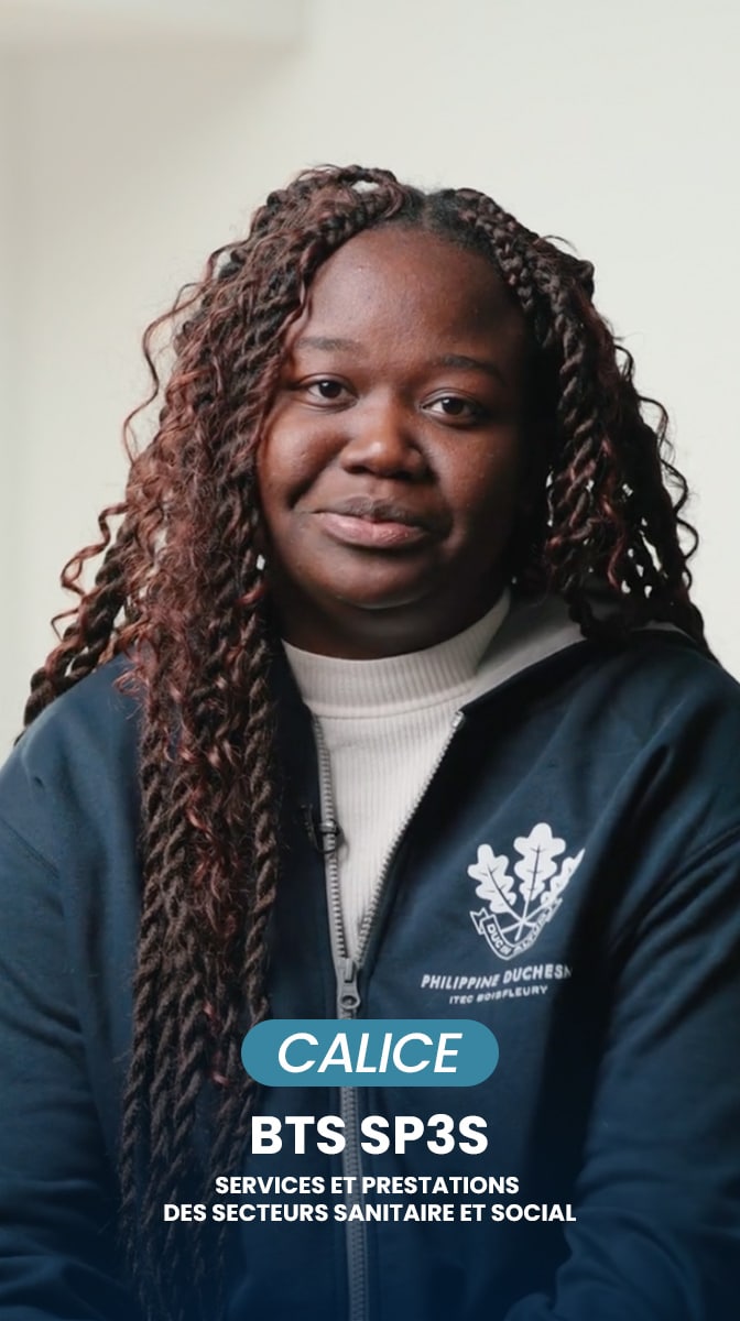 Portrait de Calice, étudiante en BTS Services et Prestations des Secteurs Sanitaire et Social