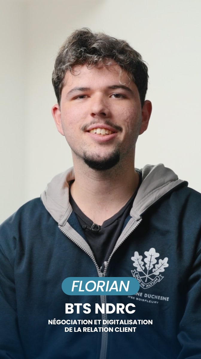 Portrait de Florian, étudiant en BTS Négociation et Digitalisation de la Relation Client